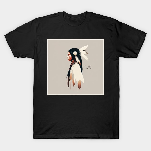 [AI Art] Proud Native American Woman With Headdress T-Shirt by Sissely